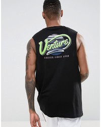 Asos Longline Dropped Armhole Sleeveless T Shirt With Venture Back Print