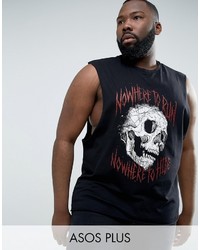 Asos Plus Sleeveless T Shirt With Dropped Armhole Skull Print