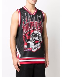 Philipp Plein Skull On Fire Basketball Tank Top