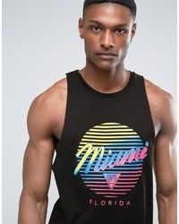 Asos Tall Longline Sleeveless T Shirt With Racer Back Miami Print