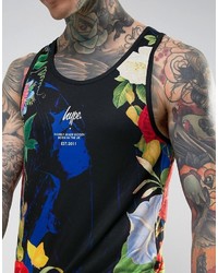 Hype Tank In Black With Floral Print