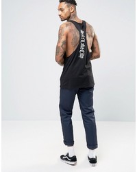 Asos Tank With Back Print And Raw Edge Extreme Racer Back