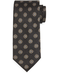 Neiman Marcus Textured Medallion Print Tie Black
