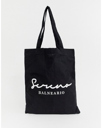 ASOS DESIGN Organic Tote Bag In Black With Serena Text Print
