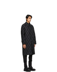 Givenchy Black And Grey Wool Chain Coat