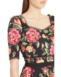 Dolce & Gabbana Dolcegabbana Rose Print Cady A Line Dress