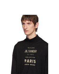 Jil Sander Black Oversized Boxy Logo Sweater