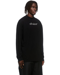 Off-White Black Slanted Logo Mock Neck Long Sleeve T Shirt
