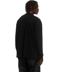 Off-White Black Slanted Logo Mock Neck Long Sleeve T Shirt