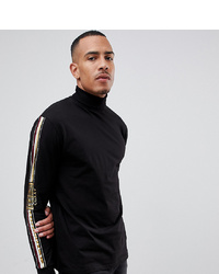 ASOS DESIGN T Sleeve T Shirt With Sleeve Roman Numeral Print And Roll Neck