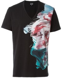 Black Print V-neck T-shirt