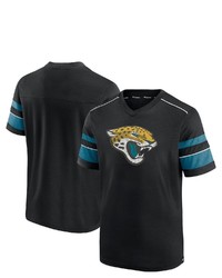 FANATICS Branded Black Jacksonville Jaguars Textured Hashmark V Neck T Shirt