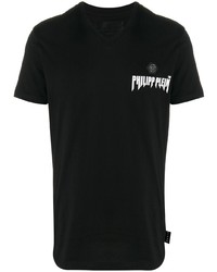 Philipp Plein Logo Plaque V Neck T Shirt