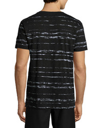 Vince Roller Print Slub V Neck T Shirt Black