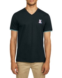 Psycho Bunny Tipped Logo Applique V Neck T Shirt