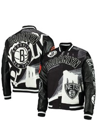 PRO STANDARD Black Brooklyn Nets Remix Varsity Full Zip Jacket At Nordstrom