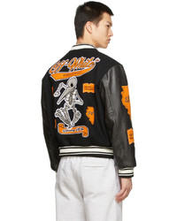 Off-White Black Leather Varsity Jacket