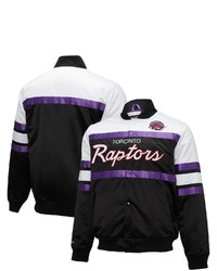 Mitchell & Ness Black Toronto Raptors Hardwood Classics Script Satin Full Snap Jacket