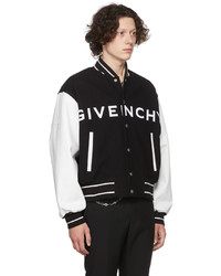 Givenchy Black White Wool Bomber Jacket