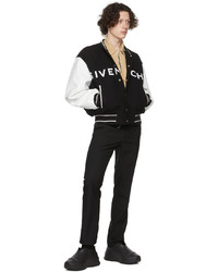 Givenchy Black White Wool Bomber Jacket
