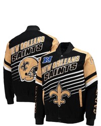 G-III SPORTS BY CARL BANKS Blackgold New Orleans Saints Extreme Strike Cotton Twill Full Snap Jacket At Nordstrom
