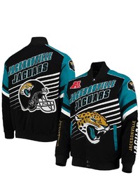 G-III SPORTS BY CARL BANKS Blackteal Jacksonville Jaguars Extreme Strike Cotton Twill Full Snap Jacket At Nordstrom