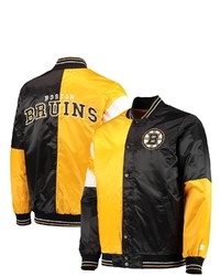 STARTE R Blackgold Boston Bruins The Leader Varsity Satin Full Snap Jacket At Nordstrom