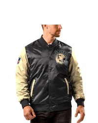 STARTE R Blackgold New Orleans Saints Locker Room Throwback Satin Varsity Full Snap Jacket
