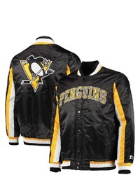 STARTE R Blackgold Pittsburgh Penguins The Ace Varsity Full Snap Satin Jacket At Nordstrom