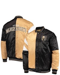 STARTE R Blackgold Vegas Golden Knights The Leader Varsity Satin Full Snap Jacket At Nordstrom