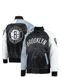 STARTE R Blackgraywhite Brooklyn Nets Tricolor Remix Raglan Full Snap Jacket