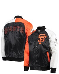 STARTE R Blackorange San Francisco Giants Varsity Tri Color Satin Full Snap Jacket At Nordstrom