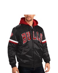 STARTE R Blackred Chicago Bulls Nba 75th Anniversary Full Snap Varsity Hoodie Jacket