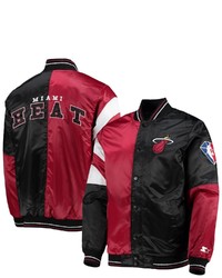 STARTE R Redblack Miami Heat 75th Anniversary Leader Color Block Satin Full Snap Jacket At Nordstrom