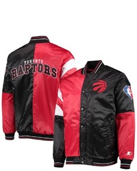 STARTE R Redblack Toronto Raptors 75th Anniversary Leader Color Block Satin Full Snap Jacket At Nordstrom