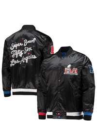 STARTE R X Msx By Michl Strahan Black Super Bowl Lvi Satin Full Snap Varsity Jacket At Nordstrom