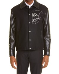 Alexander McQueen Skull Embroidered Letterman Jacket