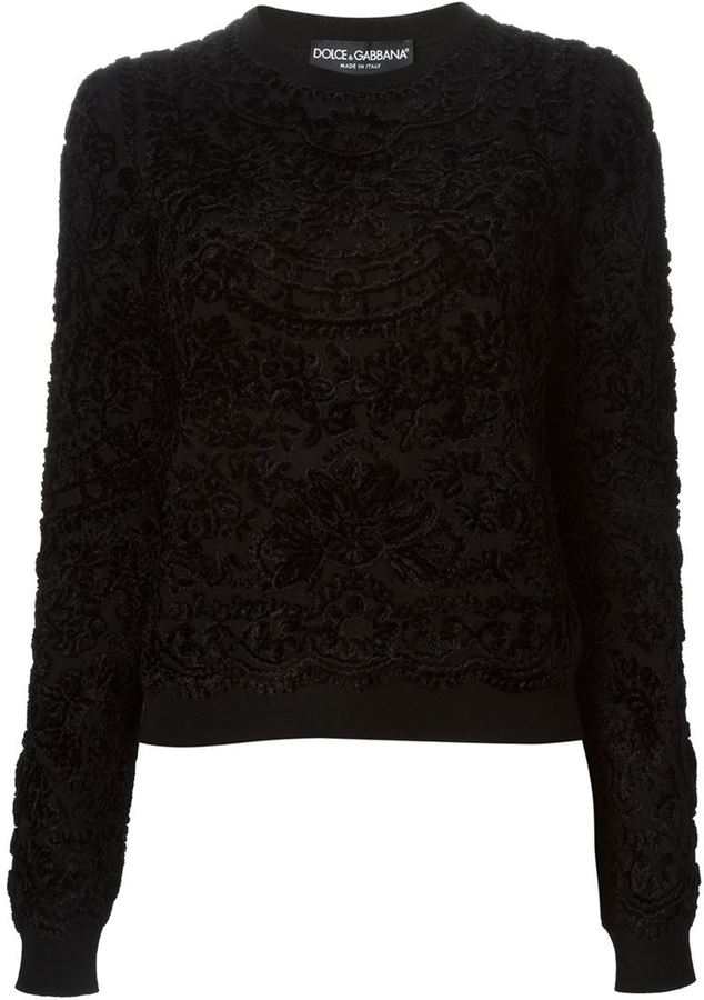 Dolce & Gabbana Velvet Brocade Sweater, $1,795 | farfetch.com | Lookastic