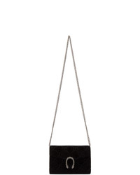 Black Print Velvet Crossbody Bag