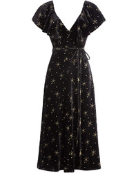 Valentino Printed Velvet Dress With Silk