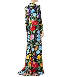 Gucci Velvet Gown With Chine De Fleurs Print