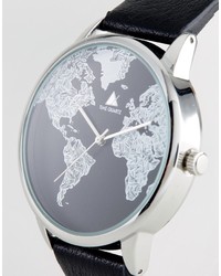 Asos Monochrome Watch With Map Print Design
