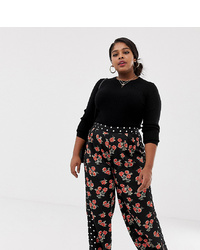 Neon Rose Plus Wide Leg Trousers In Mixed Print