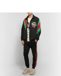 Gucci Appliqud Striped Shell Jacket