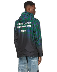 Neighborhood Black Green Check Fade E Jacket