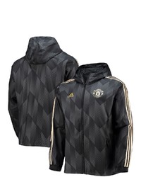 adidas Black Manchester United Full Zip Windbreaker Hoodie Jacket At Nordstrom