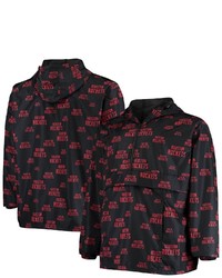 FANATICS Branded Black Houston Rockets Big Tall Allover Print Anorak Half Zip Jacket
