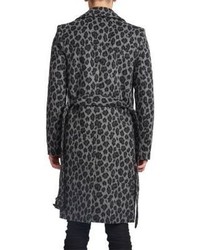 Saint Laurent Slim Fit Leopard Print Coat