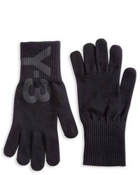 Black Print Wool Gloves