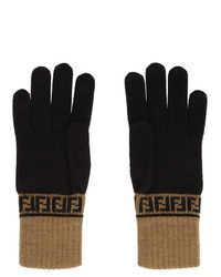 Fendi Brown And Black Forever Gloves